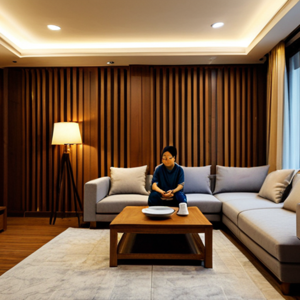 서큘래딘 조명 설계에서의 사용자 경험 향상 - Modern Vietnamese Home - Evening Relaxation**

"A modern Vietnamese living room at dusk, featuring w...