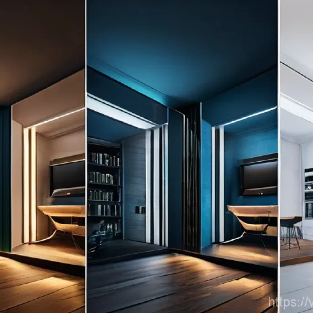 서큘래딘 조명 설계에서의 공간 피드백 - Here are three detailed image generation prompts in English, designed to adhere to the specified gui...