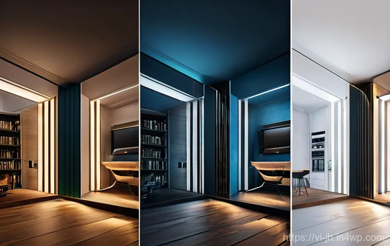 서큘래딘 조명 설계에서의 공간 피드백 - Here are three detailed image generation prompts in English, designed to adhere to the specified gui...