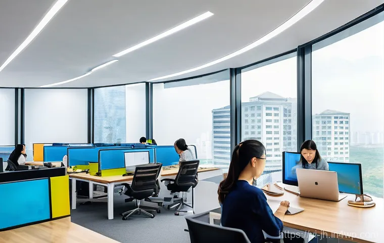 서큘래딘 조명 설계의 성공적인 사례 - **Modern Office for Enhanced Productivity:**
    A brightly lit, spacious, and modern office in Ho C...
