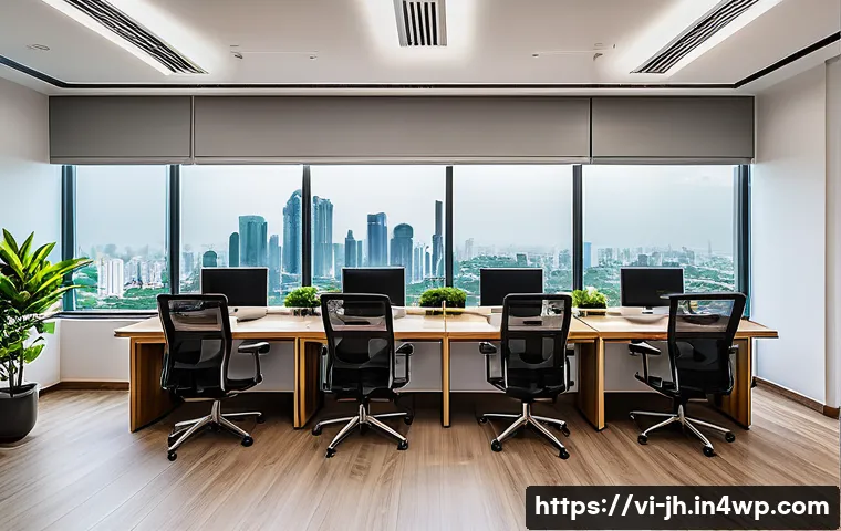 서큘래딘 조명 설계에서의 기술 혁신 - A modern Vietnamese office interior illuminated by advanced LED lighting, showcasing sleek LED panel...