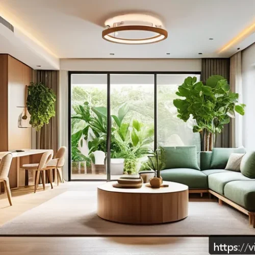서큘래딘 조명 설계의 효율성 극대화 전략 - A modern living room interior illuminated by Circuladin lighting technology, featuring a gentle rota...