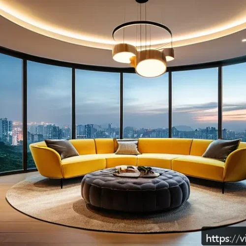 Home 16 서큘래딘 조명 설계의 전문가 인터뷰 - A modern living room in a Vietnamese urban apartment featuring a sleek Circuladin LED ceiling light ...