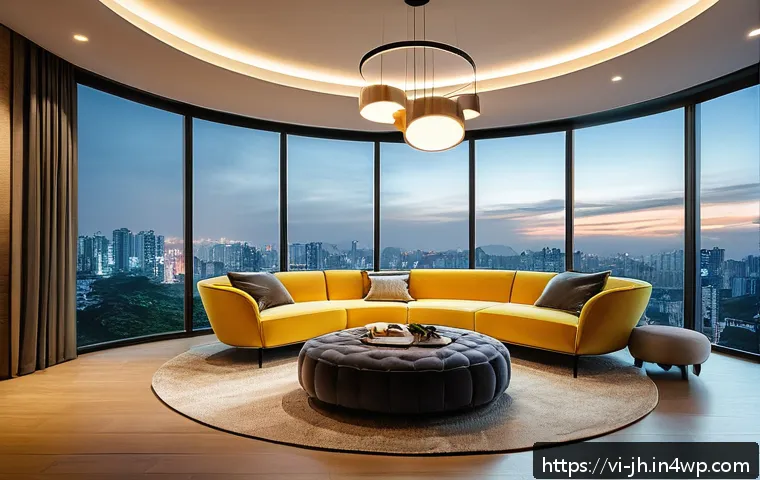 서큘래딘 조명 설계의 전문가 인터뷰 - A modern living room in a Vietnamese urban apartment featuring a sleek Circuladin LED ceiling light ...