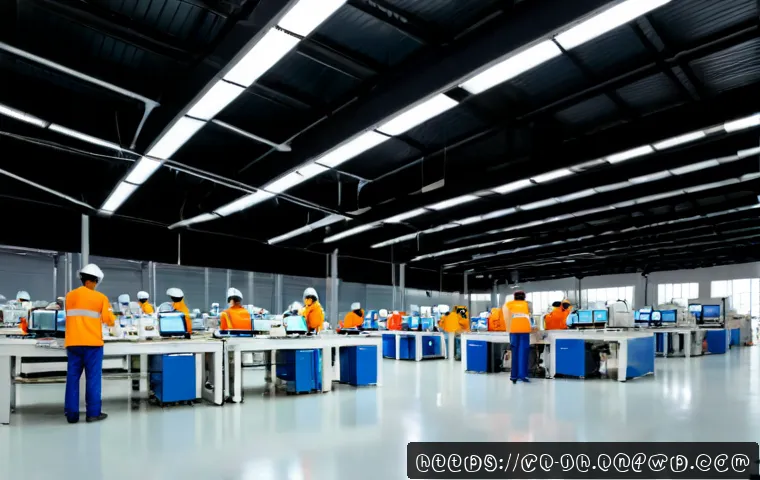 Home 17 서큘래딘 조명 설계와 산업별 맞춤 솔루션 - Photorealistic Vietnamese electronics assembly factory in Ho Chi Minh City, customized circadian-ins...